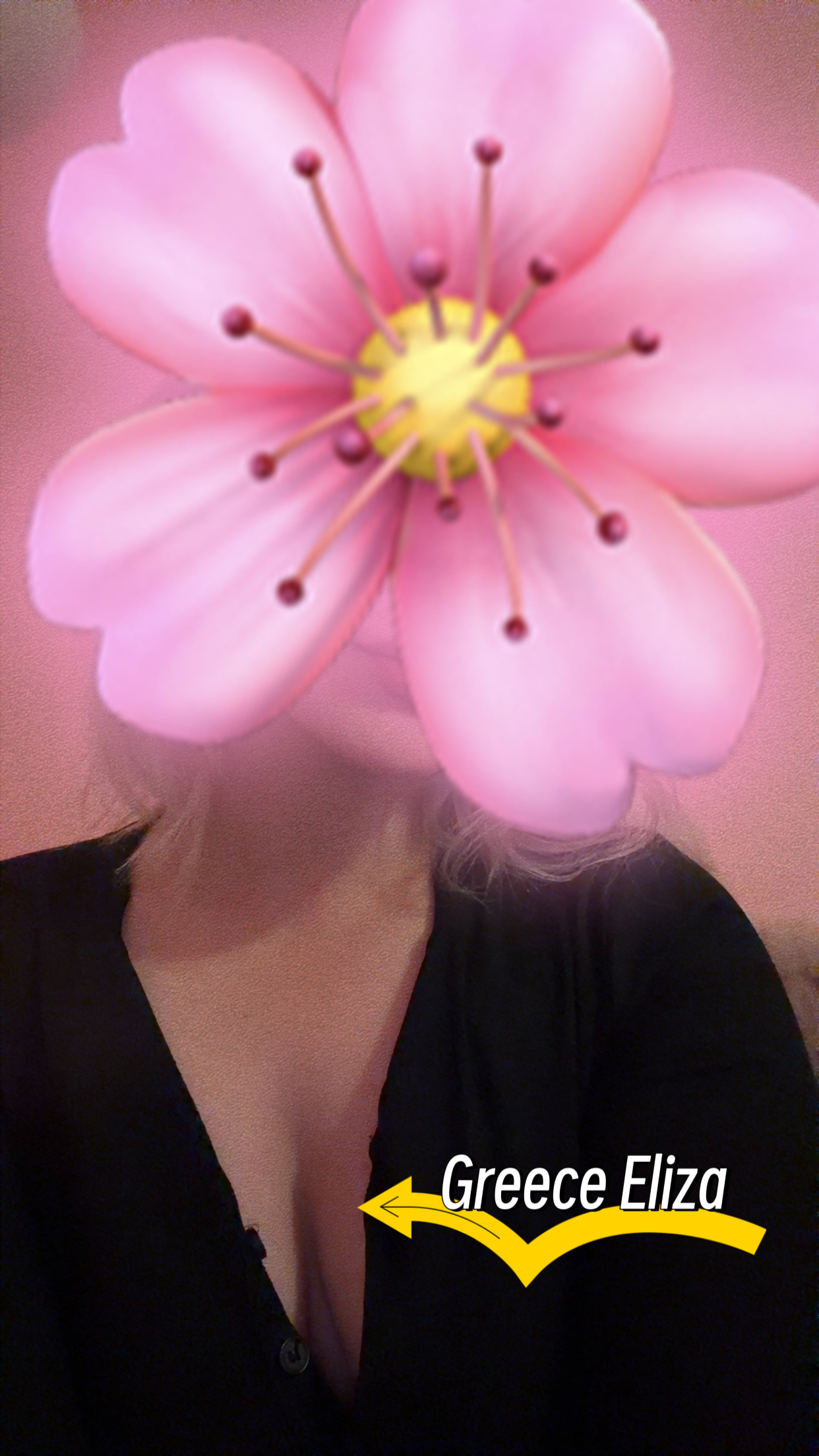 Eliza portrait with a pink flower overlay